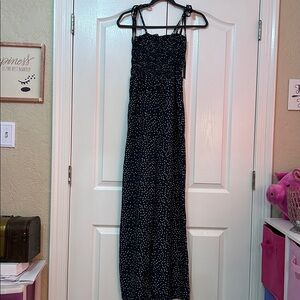 Hunter Green and white polkadot flare legged jumper with spaghetti straps